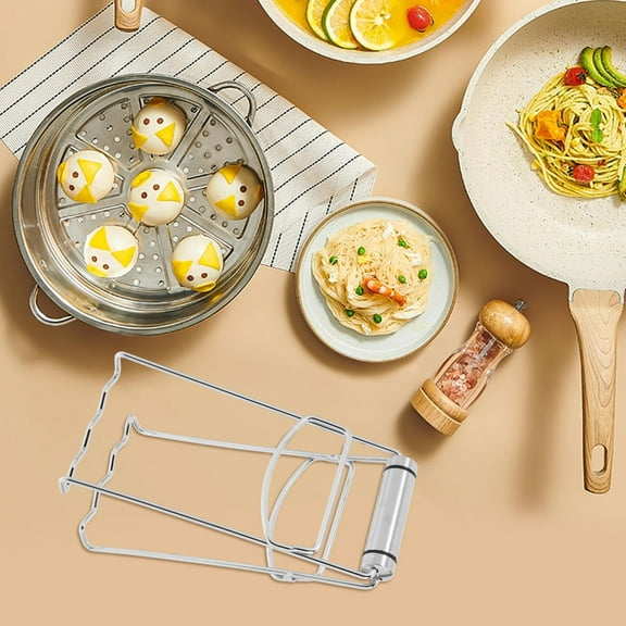 Raindrops Stainless Steel Retrieving Tongs for Hot Plates Bowl Gripper Clip with Nonslip Handle
