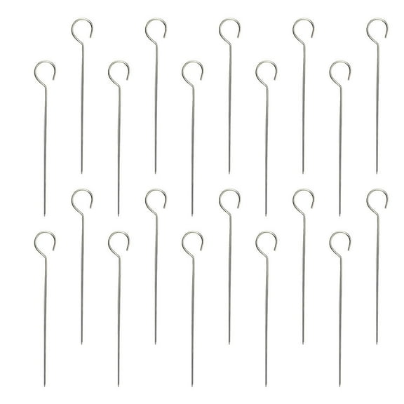 Raindrops Stainless Steel BBQ skewers for Grilling Meats and Vegetables 20 Pieces Reusable 7.8 Inches