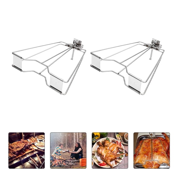 Raindrops Stainless Steel Chicken Grill Basket Set for Home BBQ, Easy to Clean and , 2 Pieces