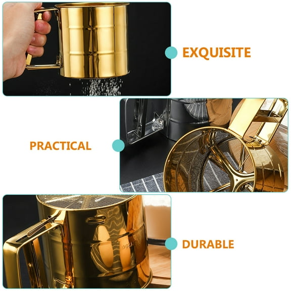 Raindrops Stainless Steel Fine Mesh Flour Sifter - Golden