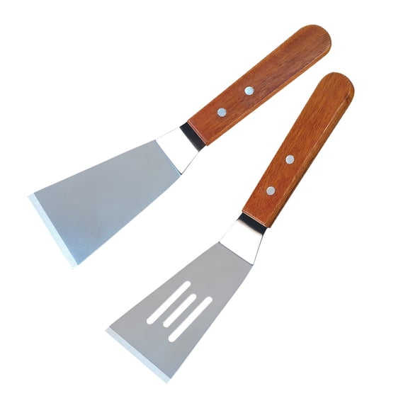 Raindrops 7-Inch Stainless Steel Frying Spatula with Wooden Handle, Perfect for Flipping Eggs and Kitchen Cooking