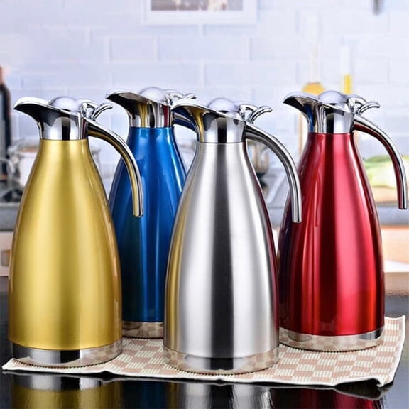 Raindrops Stainless Steel Jug Stainless Steel Vacuum Jug Household Warm Keeping Kettle (2L Yellow)