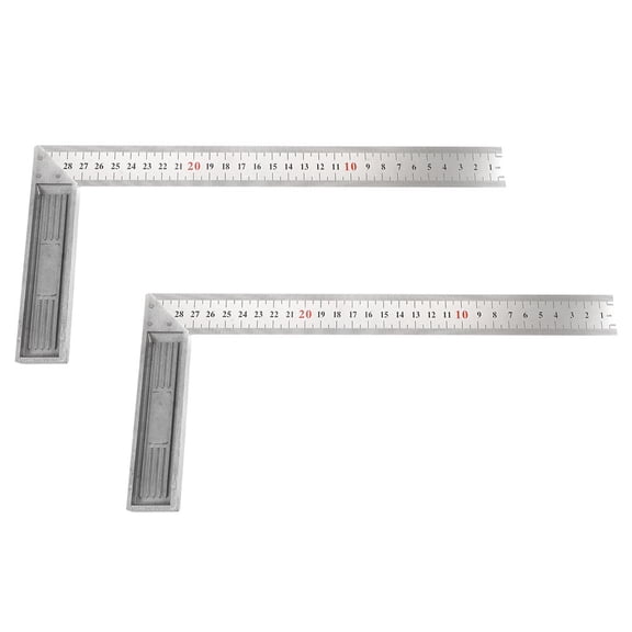 Raindrops 2Pcs Stainless Steel Right Angle Ruler for Precise Carpentry Measurement