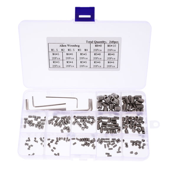 FOMIYES 1Set Stainless Steel Hexagon Socket Set Screws for Fixing with Recessed End and Precise Dimensions