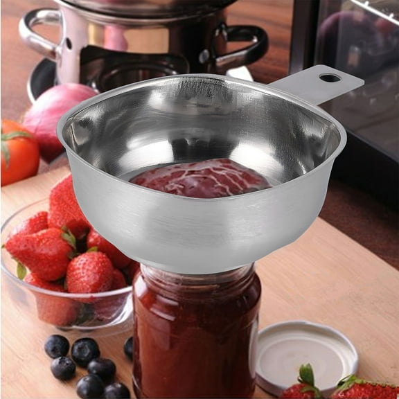 Raindrops Stainless Steel Wide Mouth Funnel for Oil, Powder, and Jam Transfer with Handle