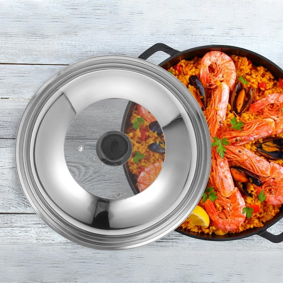 FOMIYES Tempered Glass Cooking Pan Lid with Stainless Steel Frame for Better Moisture Retention and Heat Control
