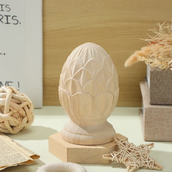 Raindrops Pineapple Wood Finial in Khaki - Elegant Home Decor , Versatile Interior Design Accessory for Stylish Living Spaces
