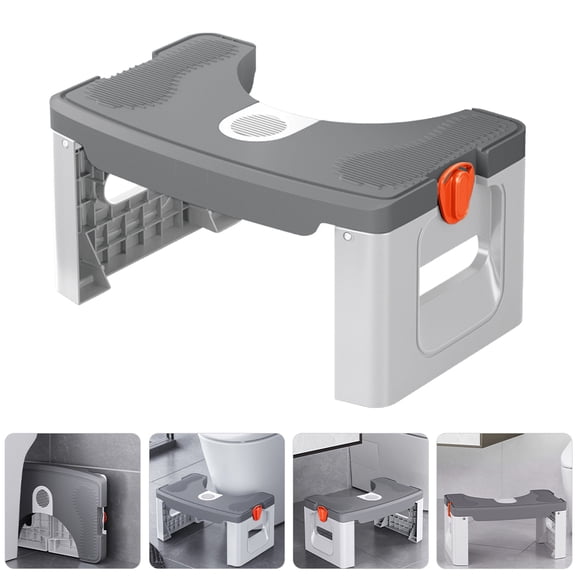 Raindrops Small Step Stool Toilet Footstool for Elderly, Compact Grey Bathroom Support Stool 41.5x25x18 cm