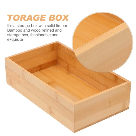 Raindrops Storage Bins With Lids 1Set Bamboo Rectangular Khaki 9.4X5.5X2.4In For Home