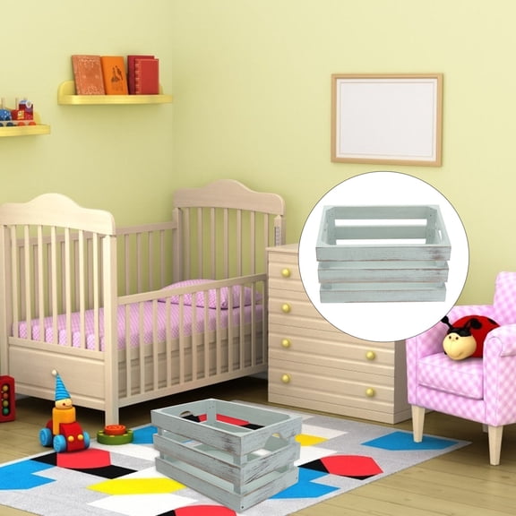 Raindrops Wood Storage Basket with Woven Pattern, Child- Organizer Container for Home, Kids’ Room, and Nursery
