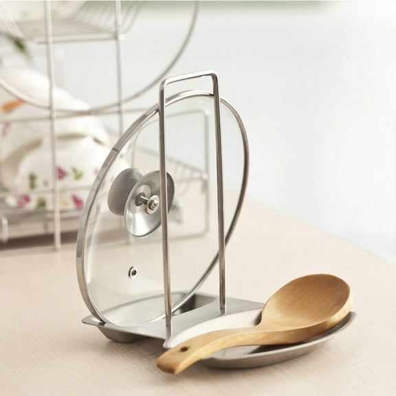 Raindrops Multifunctional Stainless Steel Pan Lid and Spoon Holder for Kitchen Use