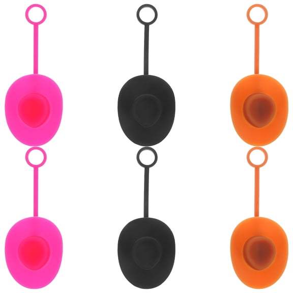 Raindrops Straw Cover Hat 6Pcs Silicone Protector All Users Daily Use Cowboy Hat Style