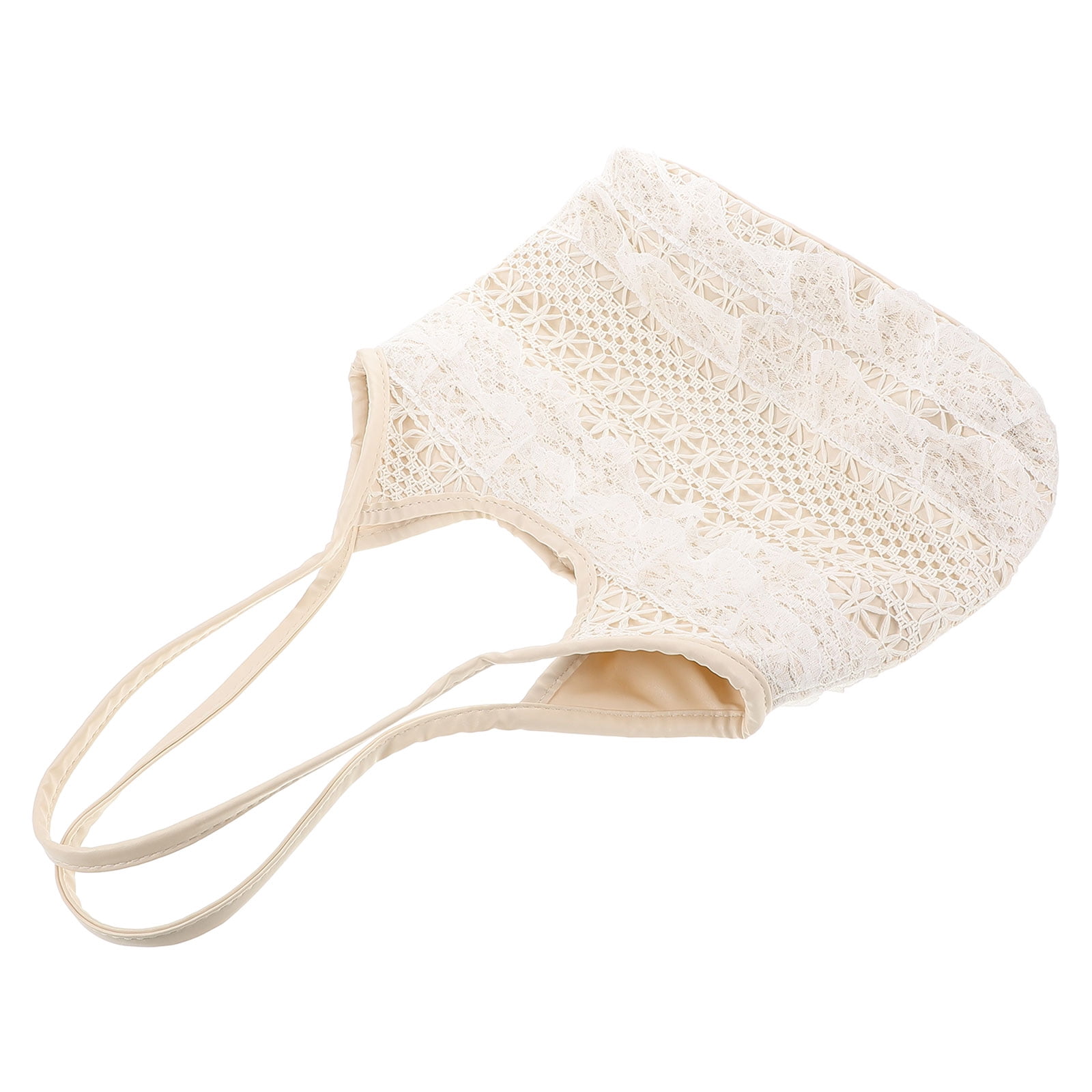Raindrops Beige Straw Tote Bag Woven Crochet Shoulder Handbag Casual Travel Fashion Accessory 1 Pc Lightweight