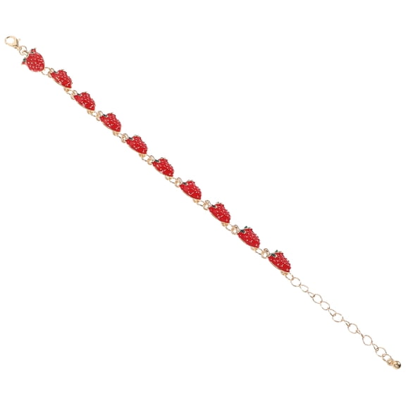 Raindrops Decorative Strawberry Bracelet Adjustable Fruit Charm Hand Chain Elegant and Charming Jewelry