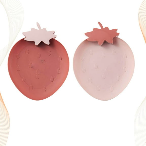 Raindrops Strawberry Shaped Plastic Snack Plates for Home Use, Assorted Colors, Easy to Clean and Store, Set of 2 Pieces