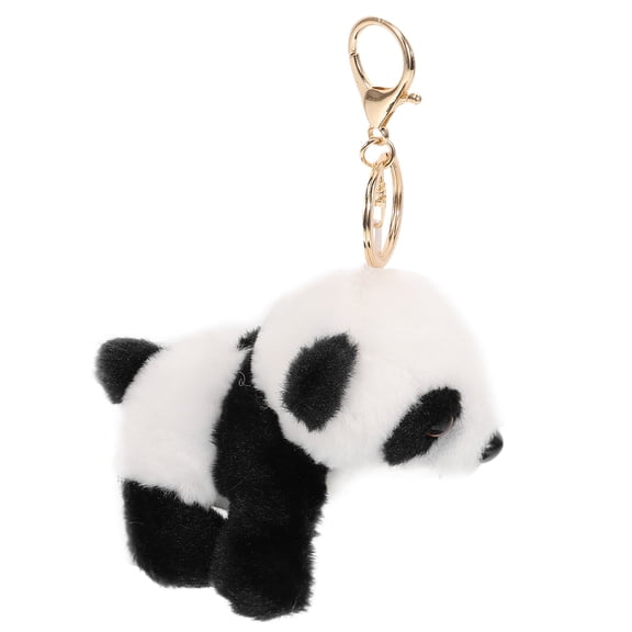 Raindrops Panda Charm Plush Keychain Black Zinc Alloy 1Set