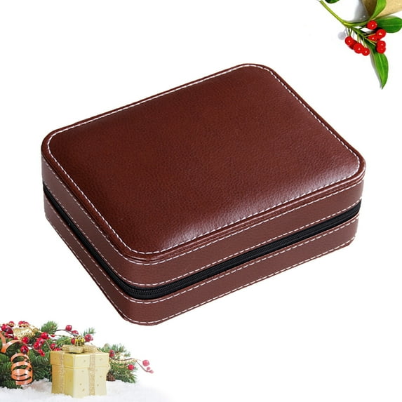 Raindrops Stylish Watch Storage Case 4 Slots Watch Storage Cases Portable Watch Storage Holder for Home Shop (Brown)