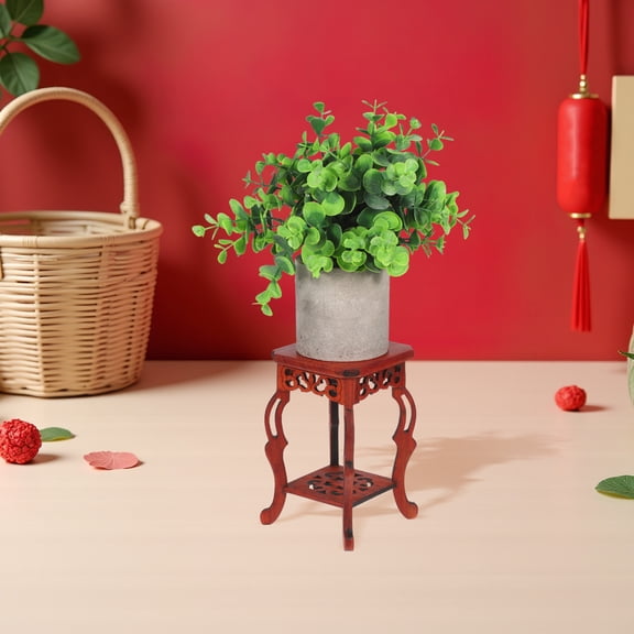 Raindrops Plant Pot Holder Pedestal Stand in Dark Red Rosewood for Home, Tea House, Garden Decoration - 1 Piece