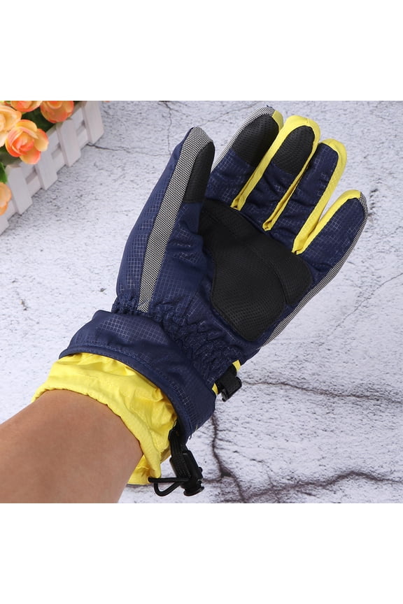 Super Warm Winter Gloves Dark Blue Windproof Waterproof Gloves for Snow Skiing and Outdoor Use