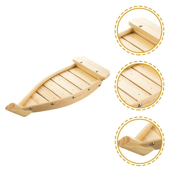 Raindrops Sushi Boat Tray Decorative Sashimi Tray Wood Serving Platter for Restaurant Use 1Pcs