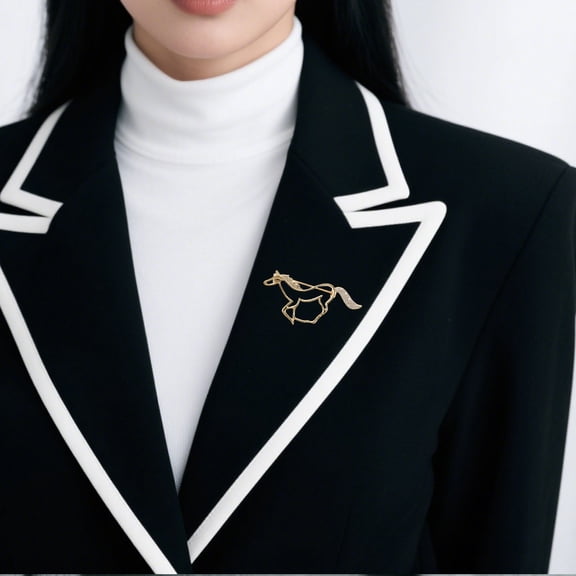 Raindrops Chinese Style Golden Horse Brooch Pin Lightweight and Versatile