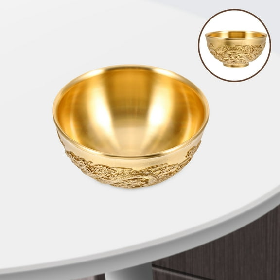 Raindrops Pattern Brass Serving Bowl Set, Golden Treasure Bowl for Dining and Home Decor, 1 Piece