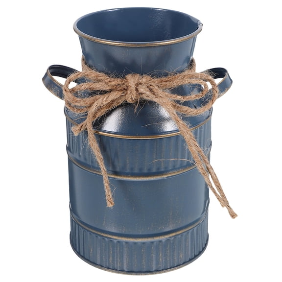 Raindrops Tall Metal Vase 1Pack with European Vintage Design in Blue 5.7x4.7x3.5in for Home Office Decorations Iron