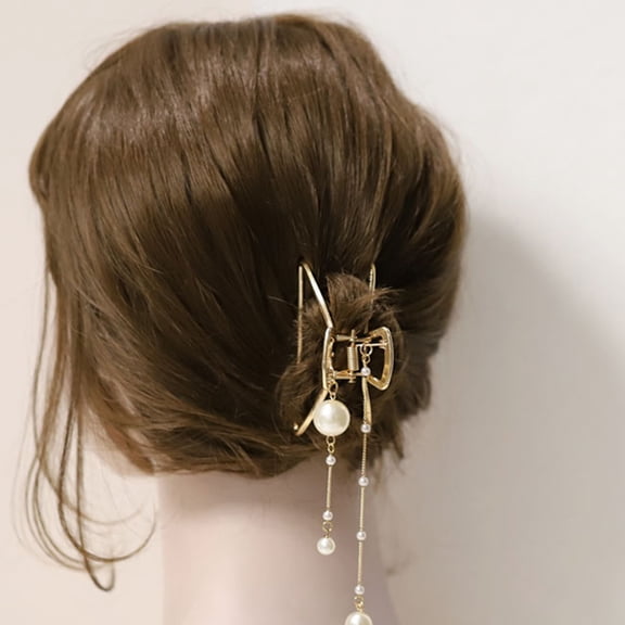 Raindrops Tassel Hair Claw Clamp in Golden Alloy with Smooth Surface Sturdy Hair Accessories