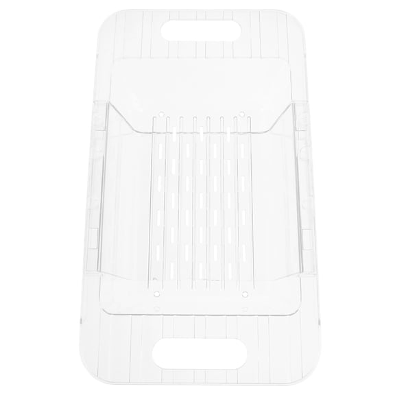 FOMIYES Adjustable Telescopic Sink Organizer Rack with Clear Plastic Tray for Kitchen Drying and Storage Solutions