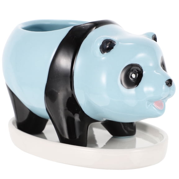 Raindrops Animal Succulent Pots Panda Ceramic Blue 1Pcs for Indoor Use