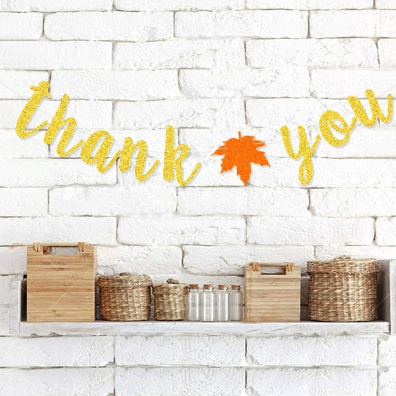 Raindrops Thanks Garland Happy Thanksgiving Banner Wall Decoration 13.5CM Golden