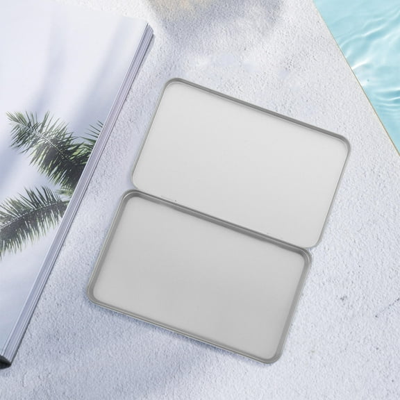 Raindrops Tins Empty 6Pcs Silver Rectangular Hinged Tins Metal Storage Containers 7x4.21x0.59in