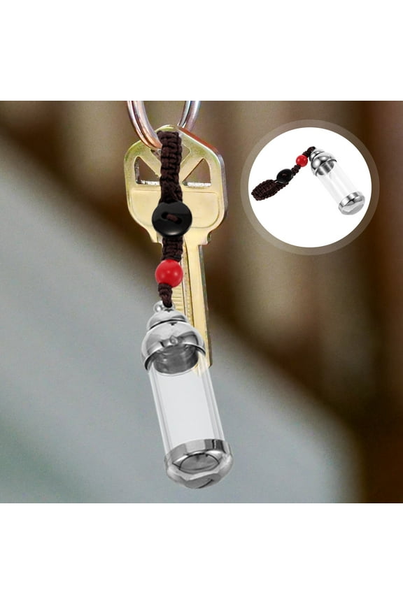 Mini Glass Jars Keychain with Stainless Steel and Rope, Small Decorative Bottles for Fetal Hair Keepsake, Assorted Colors