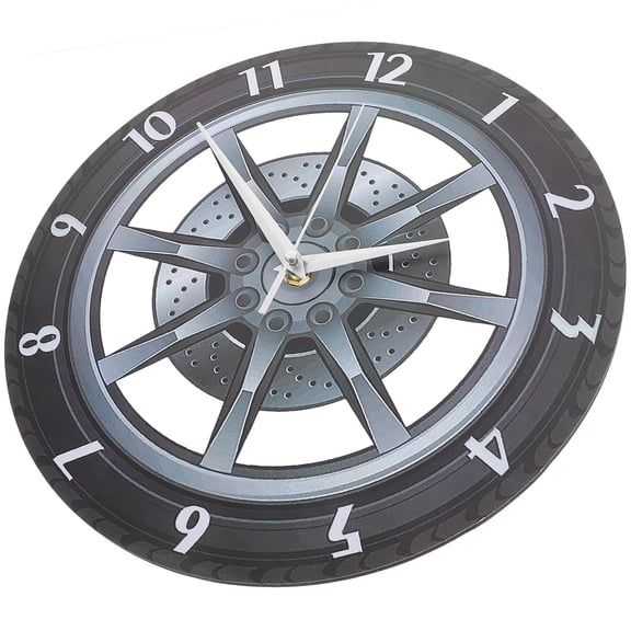 Raindrops 3D Car Wheel Clock Black Acrylic Silent Stylish Home Decor for Automotive Fans
