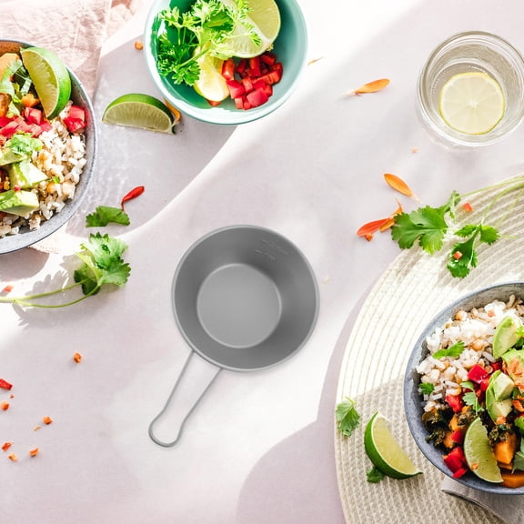 Raindrops Titanium Bowl Pot With Foldable Handle Single Wall Titanium Cooking Tableware Bowl With Folding Handle For Outdoor Camping Hiking Picnic