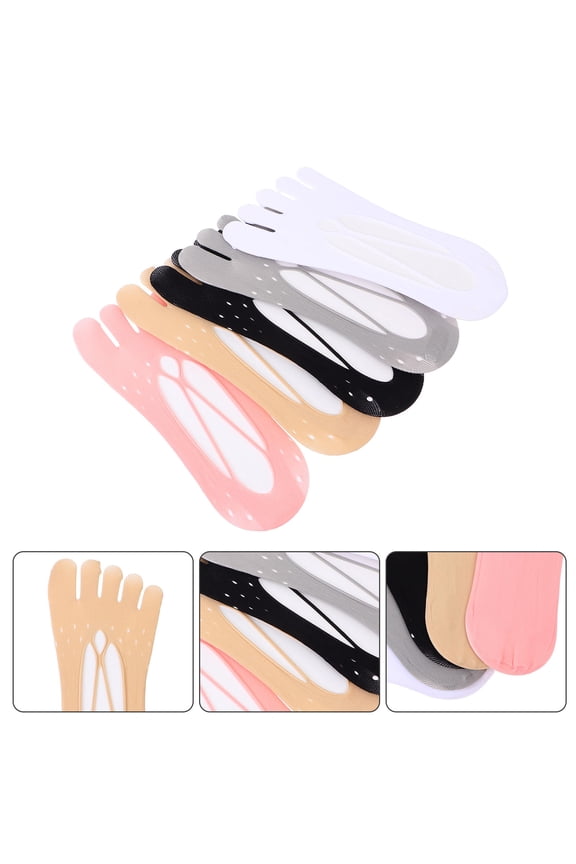 5 Pairs Women's Invisible Toe Cover Socks Non- Breathable Elastic Velour for Toe Shoes