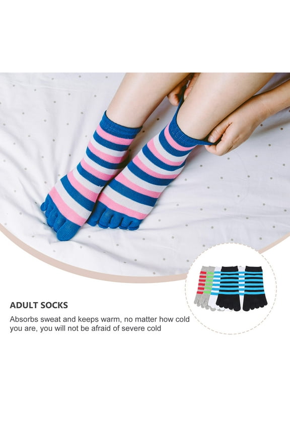 Toes Socks for Men with Fashion Stripes Pattern Lightweight Breathable and No Friction 4 Pairs