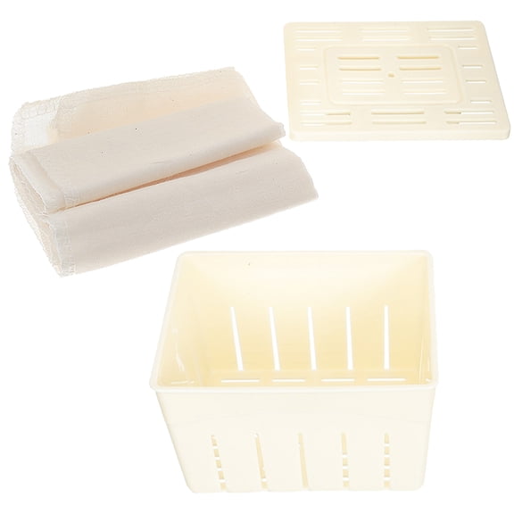 Raindrops Soybean Curd Molds Tofu Mold Beige 1 Set 5.5x4.1x3.7in