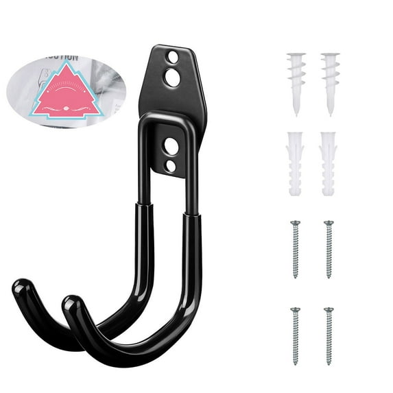 Raindrops Tool Storage Hook Heavy Duty Wall Hook Garage Utility Hanger Black Metal 1Pack 5.9x4.7x1.8in