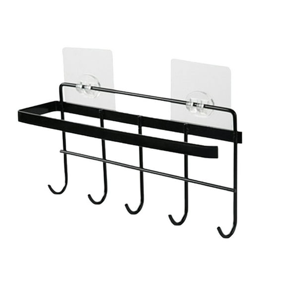 Raindrops  Towel Rack over The Cabinet Storage Key Wallet Hat Hooks Black