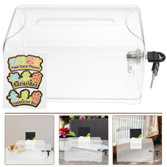 Raindrops Transparent Acrylic Donation Box with Lock for Secure Storage and Fundraising Use 12.5x6.5x10.5 Inches