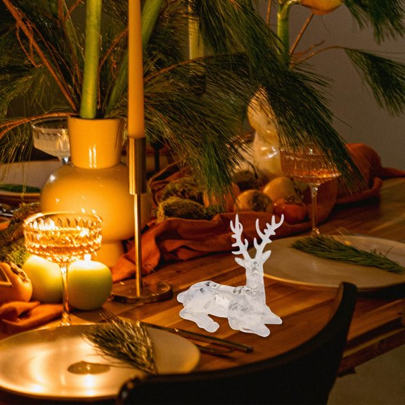 FOMIYES Clear Acrylic Reindeer Figurine Holiday Tabletop Decoration Ornament for Christmas Home Decor