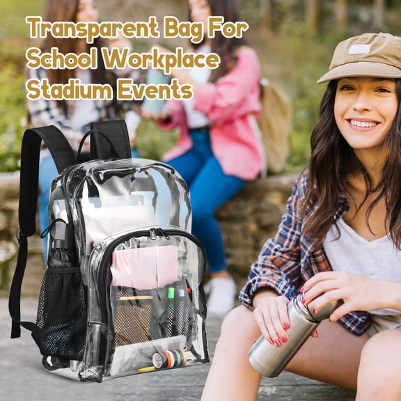 Raindrops Transparent Backpack Clear Heavy Duty Bag Sports Bag Clear Book Bag See Through Backpack For School Stadium Events And Work