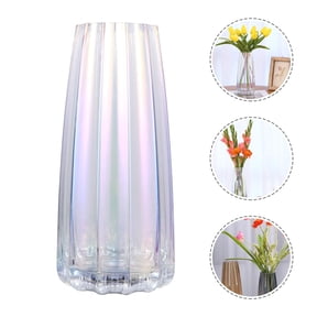 Raindrops Glass Tabletop Vase with Vertical Stripes, Decorative Piece for Home or Office, 1 Piece