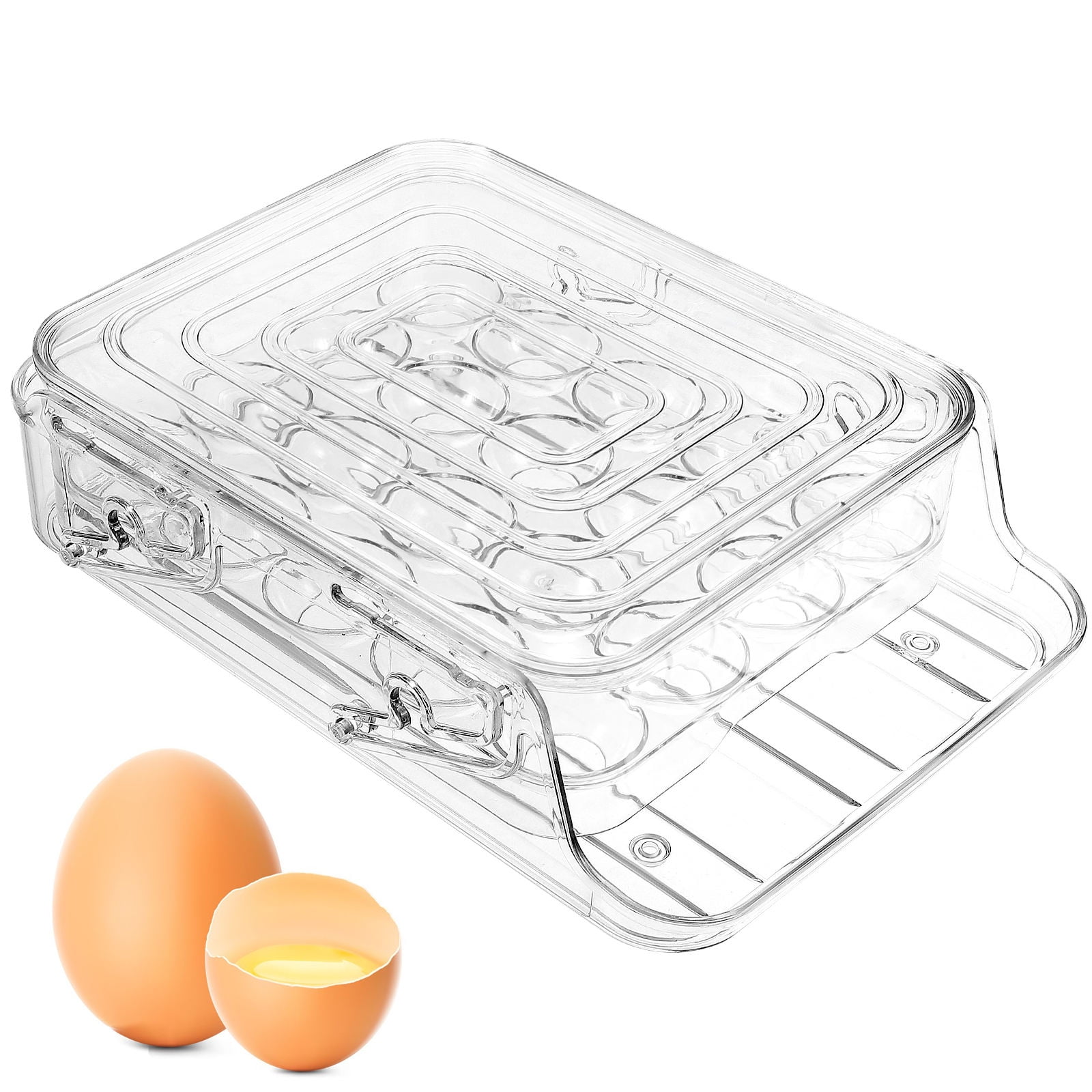 Raindrops Transparent PET Egg Holder with Double Layer Design for Flexible Storage and Easy Observation 2Layer 7.8"x4.3"x2.8"