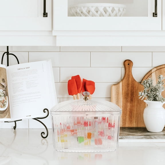 Raindrops Transparent Plastic Kitchen Counter Organizer with Lid for Home Use Snack Storage Box 7.87"x3.94"x5.91"