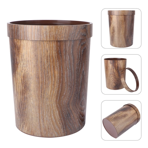 Raindrops  Vintage Garbage Can Trash with Lid for Room Office Woman Brown