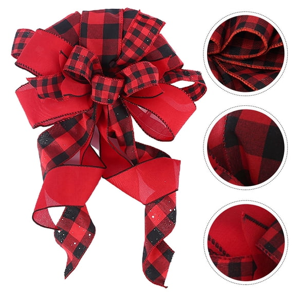FOMIYES Red Bowknot Christmas Tree Topper Ornament Holiday Decoration for Festive Tree Treetop Celebration