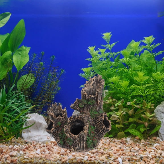 Raindrops Wear Resistant Resin Tree Trunk Aquarium Ornament for Underwater Landscape