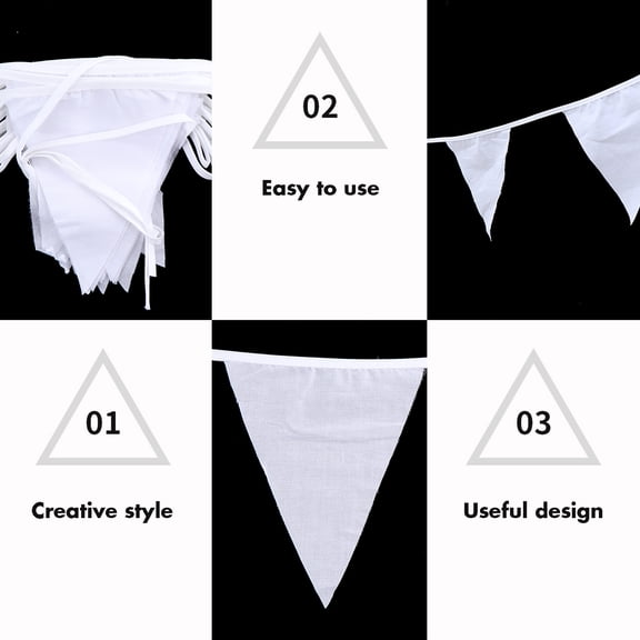 FOMIYES Triangle Flag Banner White Cloth Hanging Decoration for Wedding